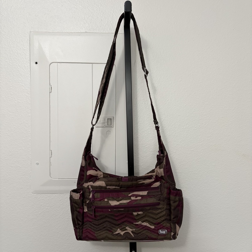 Lug Camper Quilted Camo Crossbody Bag Travel Multipocket Organizer